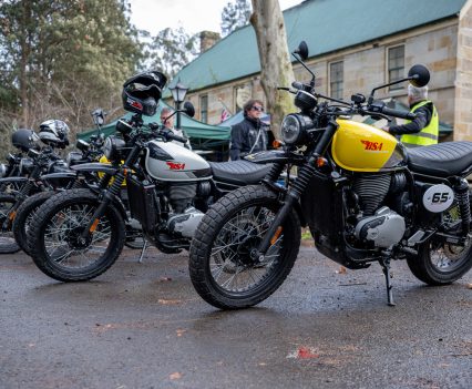 The Scrambler adds a 19-inch front wheel, taller suspension and Pirelli Scorpion Rally STR tyres.