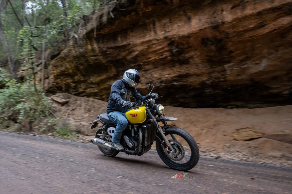 The Scrambler’s shorter gearing gives it a punchier feel on tight back roads.