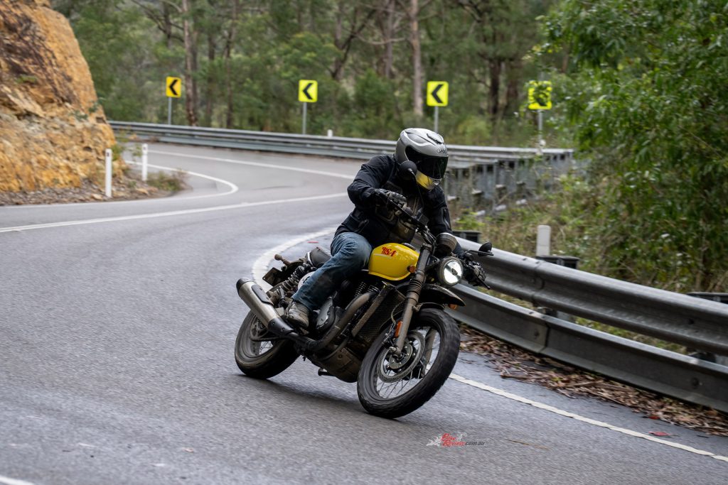 The Scrambler proved composed and entertaining on wet, winding back roads.