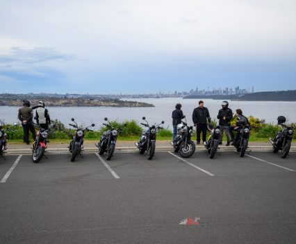 The launch fleet lined up above Sydney Harbour before heading beyond the city.