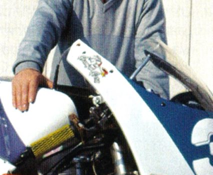 Lucio Masut with an early GFR250 prototype, part of the engineering leadership behind Gilera’s GP return.