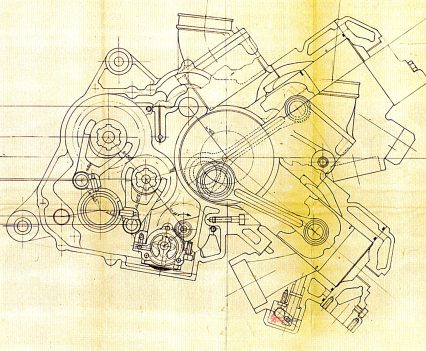 Gilera’s 75° V-twin was designed around compact dimensions and a single-crankshaft layout.