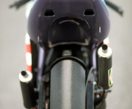 The GFR250’s narrow tail section reflects the same packaging philosophy used throughout the bike.