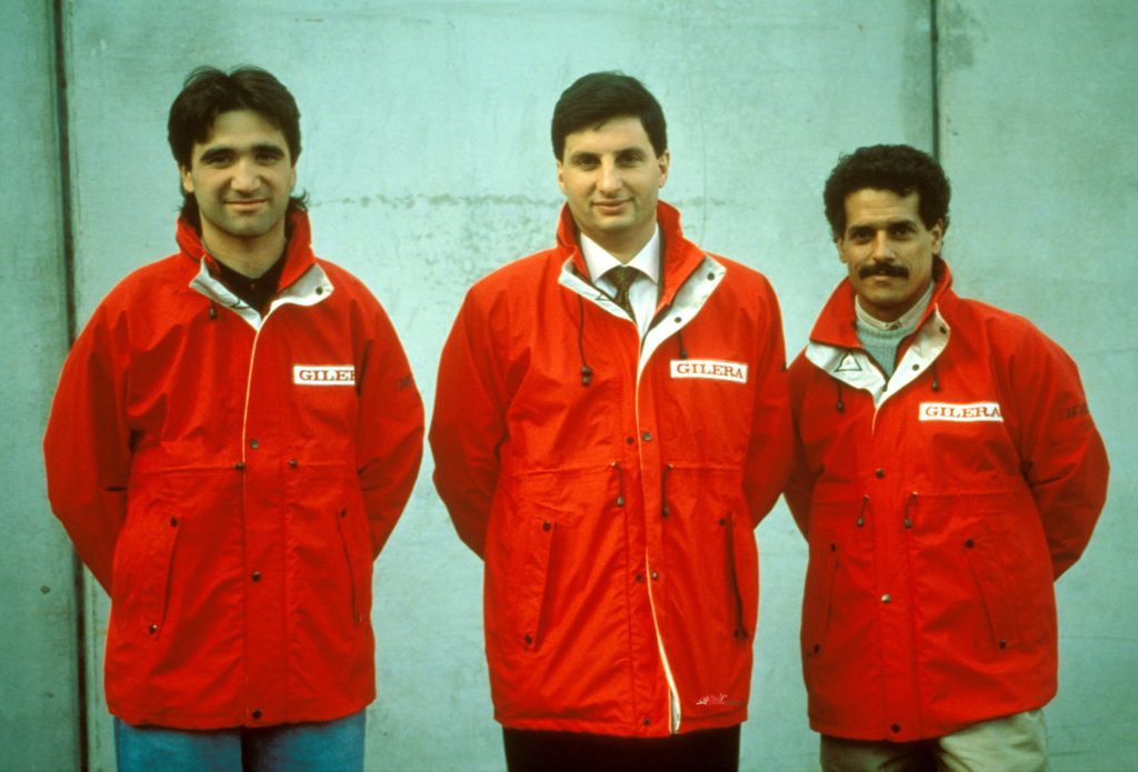 Team 1992 L-R Jean-Philippe Ruggia, team manager Oliviero Cruciani, Carlos Lavado
