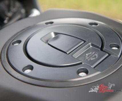 The 21.1L tank gives the Pan America useful range for longer adventure rides.