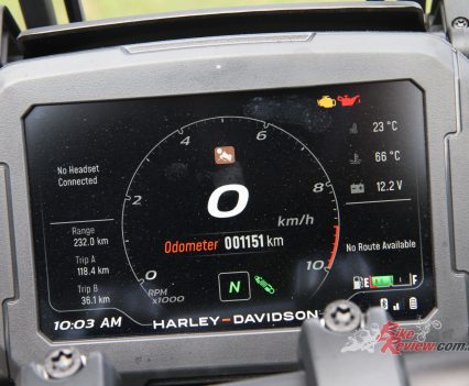 The 6.8-inch TFT handles instrumentation, ride modes, infotainment and phone connectivity.