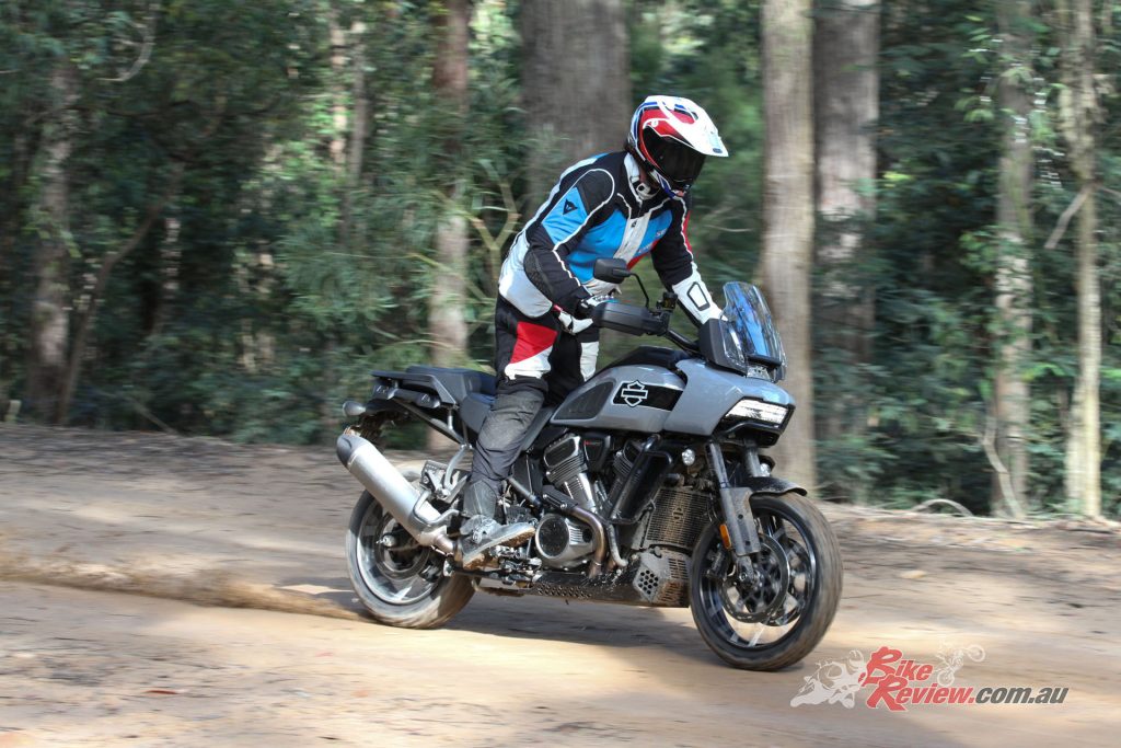 Despite its size, the Pan America proved surprisingly comfortable and controllable when ridden standing.