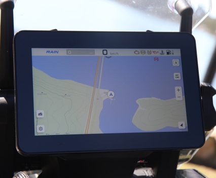 The 8-inch TFT touchscreen features built-in navigation and smartphone connectivity.