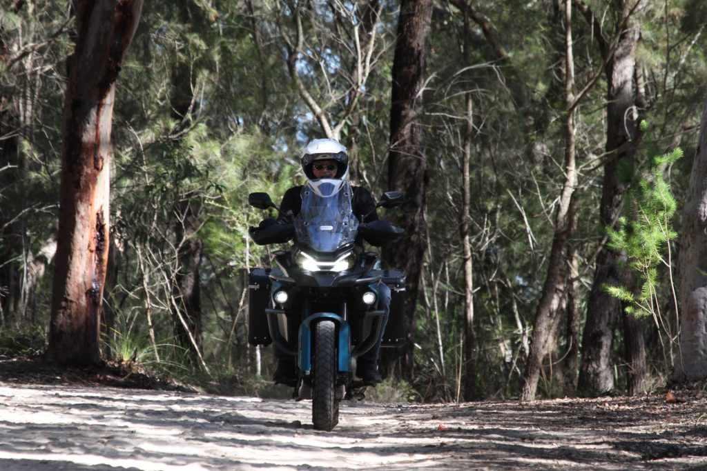 The ISS electronic suspension adapts damping to rough surfaces, making gravel-road touring more comfortable.