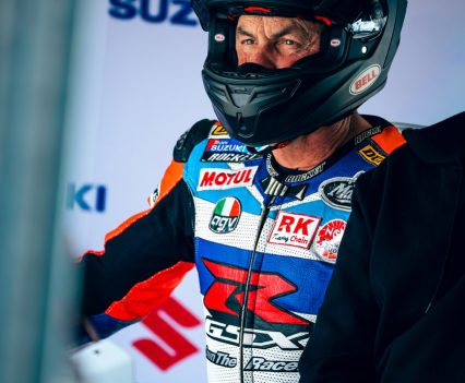 Three-time Australian Superbike Champion Shawn Giles led the riders around One Raceway.