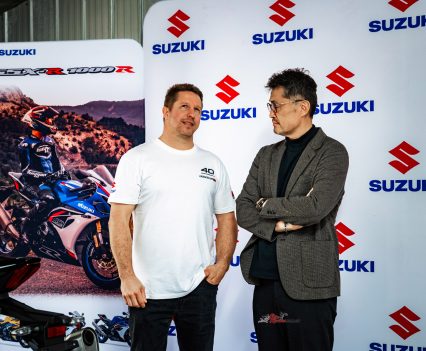 Suzuki Australia GM Sean Sealey (left) at the anniversary launch.